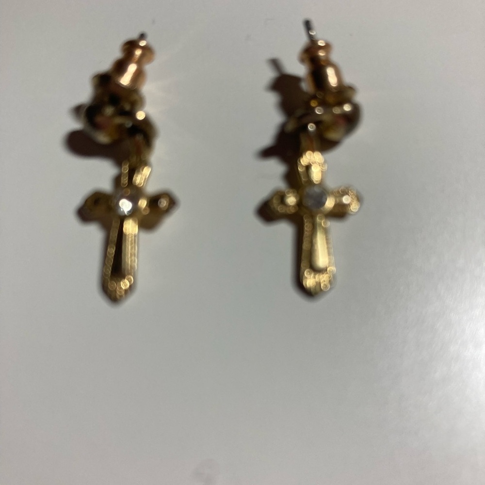Gold Cross Earrings